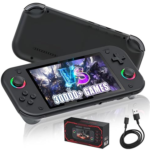 M26 Console di gioco portatile retrò 30000+ Giochi 25 Emulatori,5,1 IPS HD Schermo Console portatile gaming,EmuELEC Sistema,RGB corsa arcobaleno anello di luce Console per videogiochi,3000mAh (128G)