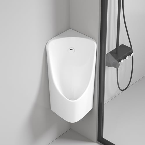 POWRZZZY Urinoir d'angle Urinoir Mural en Céramique Urinoirs Ménagers Commerciaux Urinoir pour Homme pour Garage Usine École Intérieur Céramique Blanc