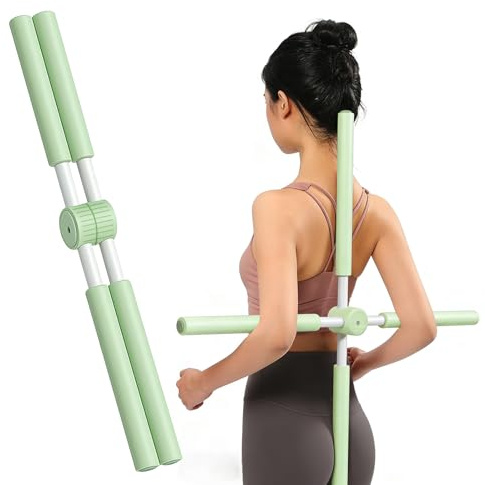 KAWENGIN 80 cm Bastone da Yoga,Bastone Stretching Allenamento,Correttore Posturale per La Schiena,Barra da Pilates Portatile,Raddrizzaschiena Correttore di Postura,Verstellbare Dehnung