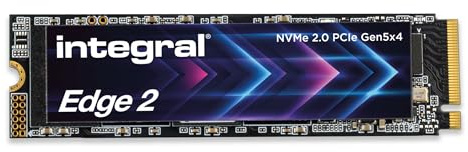 Integral EDGE Gen 5 2TB PCIe 5.0 M.2 2280 NVMe SSD, Ultra-Fast 10,300 MB/s Read & 8,600 MB/s Write - IOPS 1.3M/1.5M, Rapid Gaming, 4K/8K Video Editing, AI Creation & 3D Rendering & Enhanced Boot Times