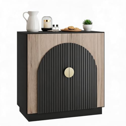 GarveeMore Small Sideboard with Arched Doors and Adjustable Shelves, Modern Sideboard Storage Cabinet, Living Room Cabinets for Storage, Accent Buffet Cabinet for Living Room and Dining Room