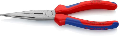 Knipex Pinza per Meccanica - con Becchi Mezzotondi con Tronchese (Pinza a Becchi di Cicogna) Bonderizzata Nera, Rivestiti in Materiale Bicomponente 200 Mm 26 12 200