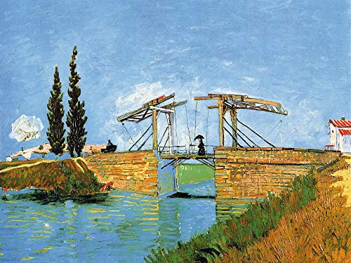 1art1 Vincent Van Gogh Poster Die Brücke Von Langlois Bei Arles Und Dame Mit Regenschirm, 1888 Kunstdruck Bild 80x60 cm