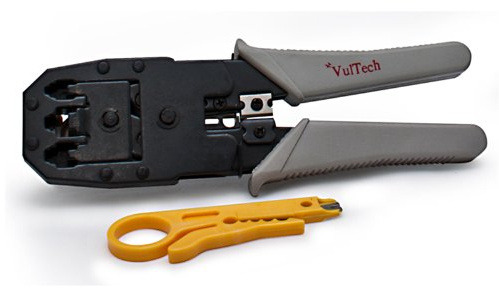 Vultech cri-01 crimpadora con Spella Hilos rj45-rj11-rj12, Gris/Negro