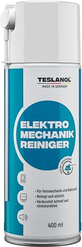 TESLANOL 26018 Elektro Mechanik Reinigungsspray / Spezialreiniger für elektrische Kontakte Relais Schalter / Kontaktspray entfernt Öl & Fett / Reiniger Spray 400ml