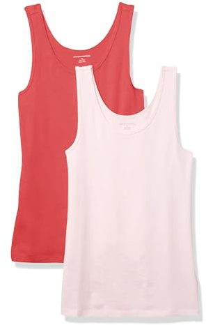 Amazon Essentials Women's Slim-Fit Vest, Pack of 2, Coral Pink/Light Pink, M