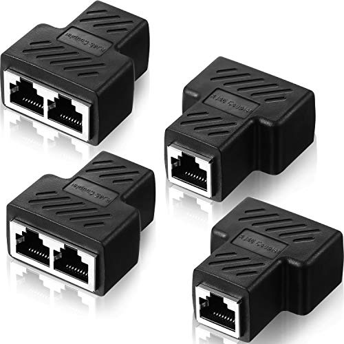 4 Stück RJ45 Ethernet Splitter Anschlüsse 1 bis 2 Splitter Stecker Adapter LAN Ethernet Steckverbinder Kompatibel mit Cat5 Cat6 Kabel, Zwei Computer können Gleichzeitig im Internet surfen