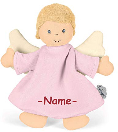 Kinderhaus Blaubär Sterntaler Schutzengel individuell Bestickt mit Name, Weiches Schnuffeltuch ab 0 Jahre, Schmusetuch für Babys, Jungen und Mädchen, Kuscheltuch waschbar
