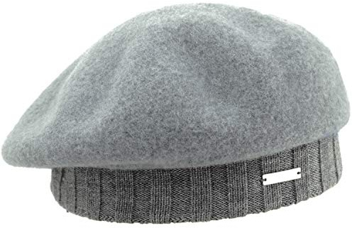 Seeberger Baskenmütze mit Strickrand für Damen, smoke grau, One size