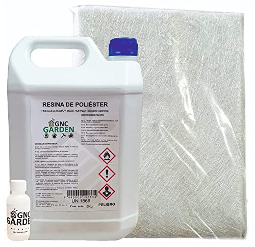 Résine de polyester 5 kg pour réparations Fibre 5 m², résine de polyester 5 kg et catalyseur de peroxyde 100 g