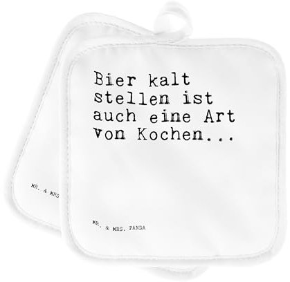 Mr. & Mrs. Panda Topflappen Bier kalt Stellen ist... - Geschenk, Topfuntersetzer, Papa, Vater, Männer, Topfhandschuhe, Bester, Sprüche, 2er Set, topfhalter, Partner