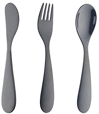 Kinderbesteck, Metall, 3-teilig, Edelstahl, mit Messer, Gabel, Löffel, Todler, Besteck, gesund und hochglanzpoliert, spülmaschinenfest
