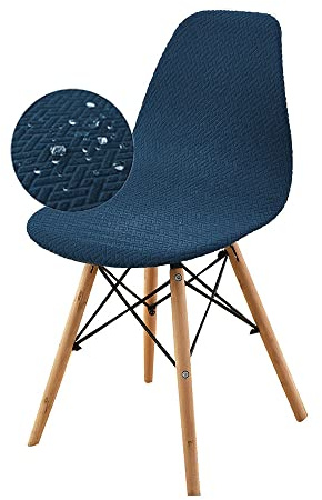 Lukery Schalenstuhl Stuhlhussen 1/2/4/6/8 er Set, Stretch Jacquard Stuhlabdeckung Universal Esszimmerstühle Bezug Waschbar Scandinavian Stuhlhussen Küchenstuhl Husse (6pc,Navy blau)