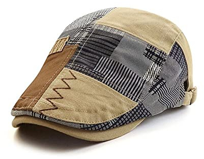 QICHEN Herren Baumwolle Schiebermütze Vintage Patchwork Schirmmütze Ivy Newsboy Cap