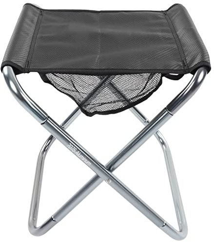 AMONIDA Campinghocker, Reißfeste Bodentasche, Tragbarer Klapphocker, Jacquard-Stoff mit Hoher Dichte, Halterung aus Aluminiumlegierung mit 150 Kg Tragkraft Zum Angeln (Silber-Grau)