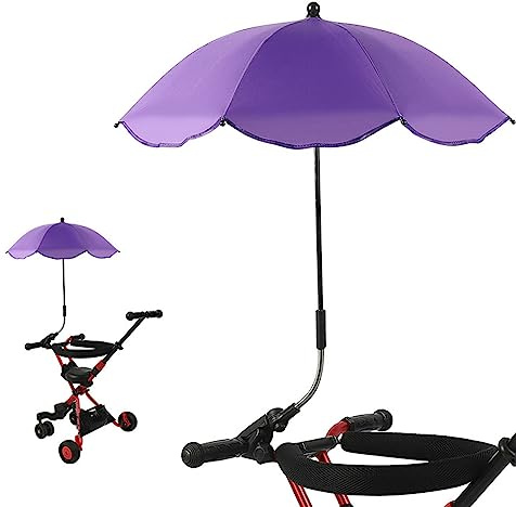 Baby Stroller Parasol, 14in Universal Umbrella with Clamp, 360 Degree Adjustable Stroller Sun Shade, Umbrella for Trolley, Bike, Wheelchair, Beach Chair (5#)