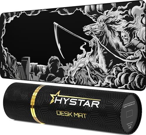 Hystar Extended Gaming Mouse Pad | XXL 36 x 16 | 5mm Thick, Waterproof Surface, Smooth Polyester Fabric, and Natural Rubber Base | Death