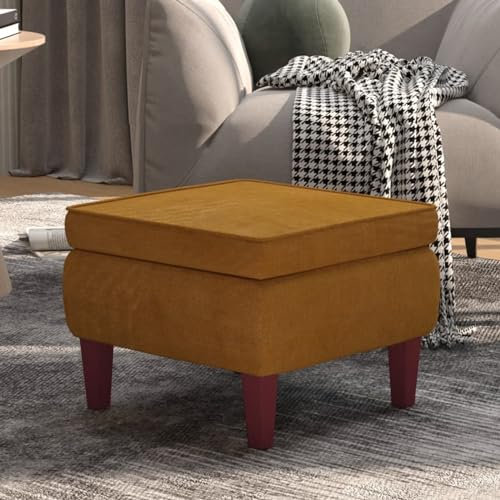 BaraSh Hocker mit Holzbeinen Braun Samt Repalcement Badhocker Holz Hocker Outdoor