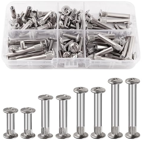 VooGenzek 40 Stücke Φ5mm Hülsenschrauben mit M4 Schrauben, Verbindungsschraube Möbelschrauben, Verbinder für Möbel Binding Schrauben, Stahl vernickelt Verbindungsschrauben, für Schränken