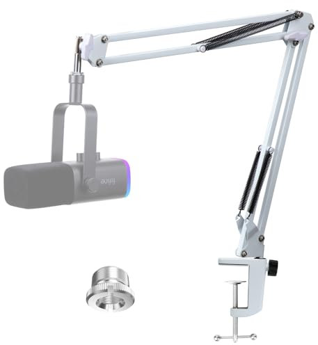 FIFINE AM8 Mikrofonarm Weiß - Boom Arm Mikrofon Schwenkarmständer kompatibel mit FIFINE Recording XLR/USB Mikrofon, AM8 Microphone Desktop Ständer, für 3/8 bis 5/8 Adapter Mic von YOUSHARES