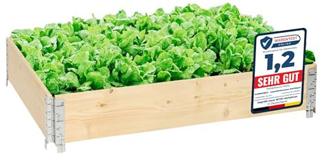 Garronda naturbelassene Hochbeete für Garten Palettenrahmen 120x80x20 cm Hochbeet Holz 1 Stück steckbar stapelbar faltbar für Pflanzen Blumen Kräuter Obst und Gemüse GD-0075