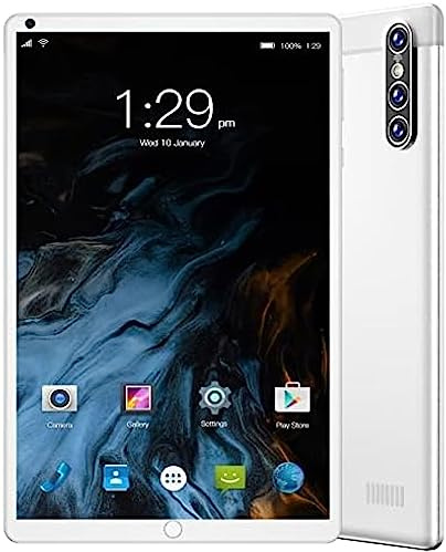 Tablet da 10 pollici, 8 GB di RAM, 128 GB di ROM, Android 10.0, display IPS HD, processore Octa-core, GPS, FM, tipo C, WiFi 2.4 e 5G, doppi altoparlanti-tablet Android,Bianco