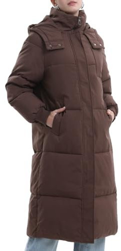 PUFFIT Damen Winter Mantel mit Kapuze Warmer Wasserdicht Lang Jacke Steppmantel Female