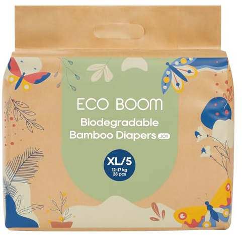 ECO BOOM Size 5 Diapers, Bamboo Viscose Diapers, Sustainable, Paper Packaging