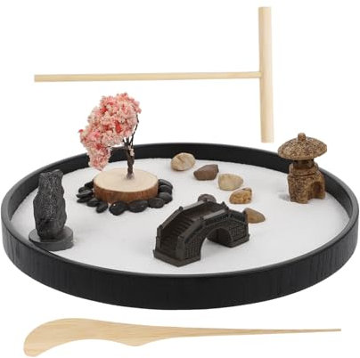 BCOATH Schwarze Simulation Runde Sand Tisch Mini Statue Für Decor Handwerk Hof Stil