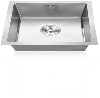Lavello Cucina in Argento1 Vasca,Lavandino Cucina Piccolo, Lavabo Cucina In Acciaio Inox,Lavabo Rettangolare con Set Di Drenaggio,Installazione Appoggio o Sottopiano (38x30x21cm)