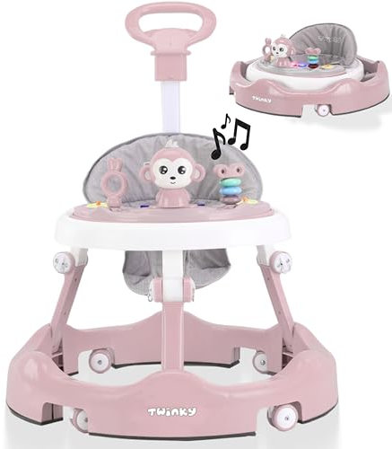 Twinky® Lauflernwagen mit Spielset & Bodenmatte - Robuste 4-fach verstellbare Vorschul-Lauflernhilfe - Ideal als Gehhilfe für die ersten Schritte Ihres Kleinen (Rosa)