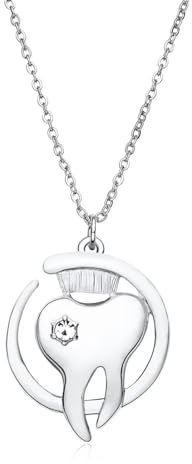 Trend Halskette Ketten Schmuck Herren Frauen Anhänger Necklace Zahnbürste Zähne Halskette Exquisiter Einfacher Anhänger Freund Geburtstagsgeschenk Silberfarbe