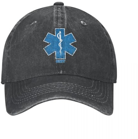 OAUMJIIL EMT Star of Life Casquette De Baseball Vintage en Coton en Détresse Paramédical Ambulancier Ambulance Casquette Hommes Femmes Entraînements Chapeaux Cadeaux Casquette