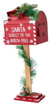 FLCPJGV Christmas Decoration Santa Mailbox Postbox 24.4 Decorative Standing Letter Box for Front Door Holiday Malls Home Cafe