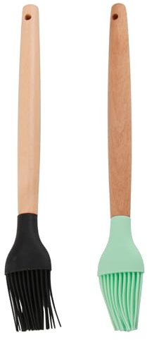 2pcs Pincel cocina,Brocha de Silicona para Hornear con Mango de Bambú, Utensilio de Cocina Resistente al Calor, Ideal para Repostería, Asados y Marinados, Diseño Ecológico y Duradero,Fácil de Limpiar