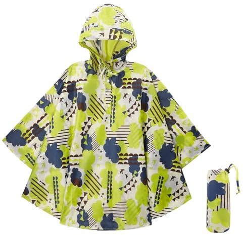 KAKU NANU Regenponcho Kinder Regencape Poncho mit Kapuze Wasserdicht Regen Poncho Cape Regenponcho Leicht Jungen Mädchen Wiederverwendbar Gelb 116 122 128 134 140