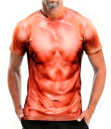 AYBUY Maglietta Muscolare Stampata in 3D, Maglietta ABS da Uomo, T-Shirt Uomo Maniche Corte, Running Sport Casual Maniche Corte, Magliette Sportive e Magliette Fitness
