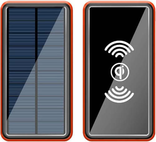 Power Bank, caricabatterie solare wireless portatile da 30000 mAh, batteria esterna con indicatore di stato a LED, power bank ad alta capacità