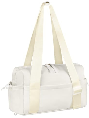 Flintronic Petit Sac de Sport, Sacs de Gymnase Mini, Sac de Voyage Imperméable, Bagage à Main avec Poche Humide et Sèche et Sangles réglables, pour Shopping, Gym, Voyage (Blanc)