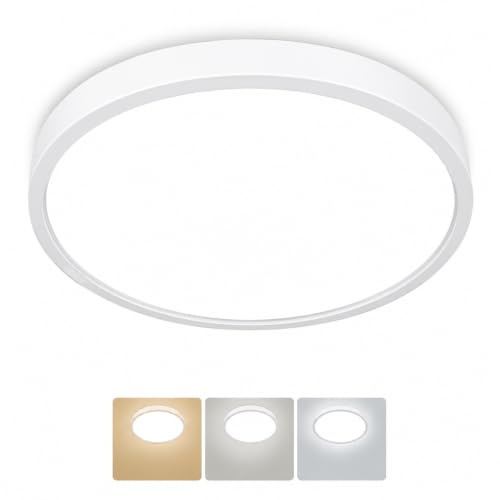 Hepside Plafoniera LED Soffitto, 16CM Lampada da Soffitto, 3000K/4000K/6500K 3 CCT Regolabili Luce Soffitto, Impermeabile Rotonda Plafoniere Bagno per Cameretta, Soggiorno, Balcone, Corridoio, Ufficio