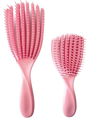 Senshuomy Detangling Hair Brush 2-Pack, Gentle Flex Bristles for Wet/Dry, Reduce Breakage & Knots, Ventilation Design for Blow Drying and Styling Hair, All Hair Types - Women, Men, Kids (Pink)