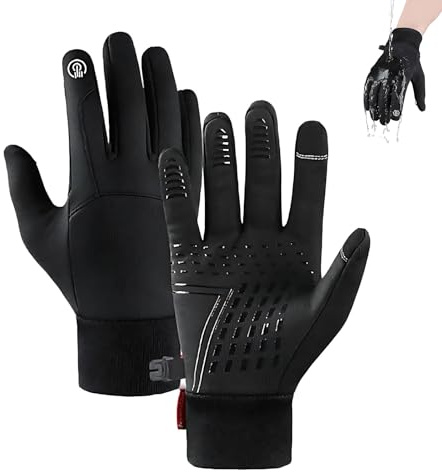 YCYATS Thermo Slim Handschuhe für Damen & Herren, Warm Wasserabweisend Touchscreen-kompatibel für Outdoor Skifahren Radfahren & Winter (2 Paare Schwarz, L)