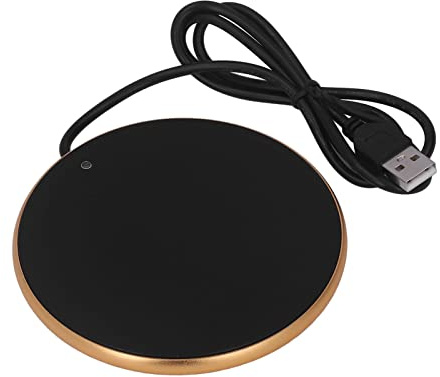 RiToEasysports Kompakt Kaffemugg Varmare 55°C Konstant Temperatur USB-ljusvärmare för Hemmakontorsskrivbord Aluminiumlegering/härdat Glas (Guld)