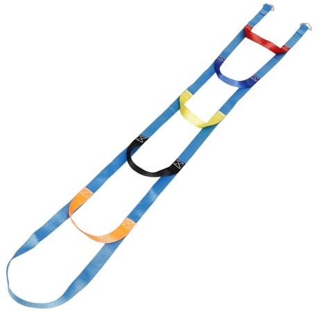 FRCOLOR Scala di Corda Arrampicata per Bambini 2 Metri 6 Gradini, Corda da Arrampicata per Esterni, Attacco per Arrampicatore, Gioco All'aperto per Sviluppo Motorio e Coordinazione