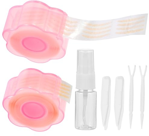 INOOMP Cinta Adhesiva para Párpados Dobles Invisible 3 Piezas con Forma de Luna y Spray 10ml, Tiras Elevadoras de Párpados Impermeables para Maquillaje de Ojos y Levantamiento Natural
