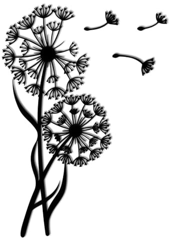 VZU 4 Stück Metall Pusteblumen Wanddeko, Handgefertigte Moderne Wandskulpturen, Schwarz, Kreativer Wandbehang für Wohnzimmer, Schlafzimmer, Büro, Flur & Außendekoration