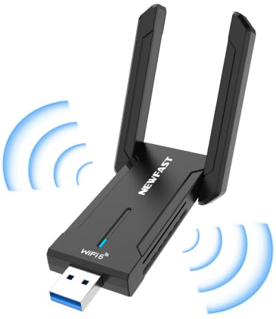NEWFAST 5400Mbps Chiavetta WiFi per PC Fisso, USB WiFi 6E Antenna WiFi USB | Tri-Band 6/5/2,4GHz Chiavetta WiFi 6 Supporta Windows 11/10, USB3.0, OFDMA, MU-Mimo, WPA3 (NF-U353)