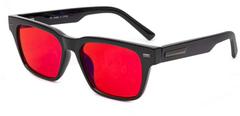 OKH Gafas Anti Luz Azul para Dormir - Lente Roja 100% Bloqueo Luz Azul y Verde - Montura TR90 Ligera y Flexible - Gafas de Descanso para Mejorar el Sueño y Ritmo Circadiano - Hombre y Mujer