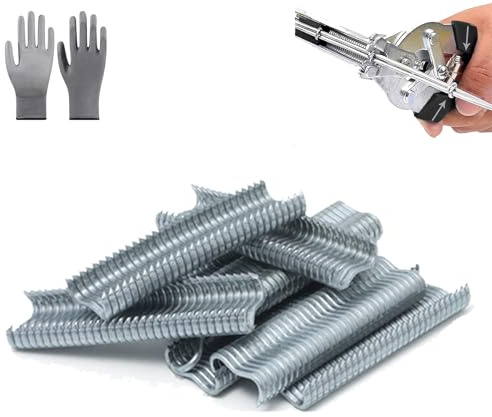 Type M Nail Ring Pliers Kit with 2400 M Clips, Heavy Duty Hog Ring Pliers for Wire Cage Fastening, Poultry Chicken Coop Construction Tool, Fence Repair Hand Tools for Garden Mesh (Clips A)