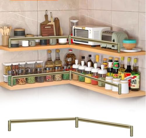 RegalgeläNder Antike Goldene Galerieschienen für Regale, Dekorative Küchenregalschiene mit Mittelverbindern, Kippbare Aluminiumschiene 5 61 25 30 91(32.5inch/83cm)